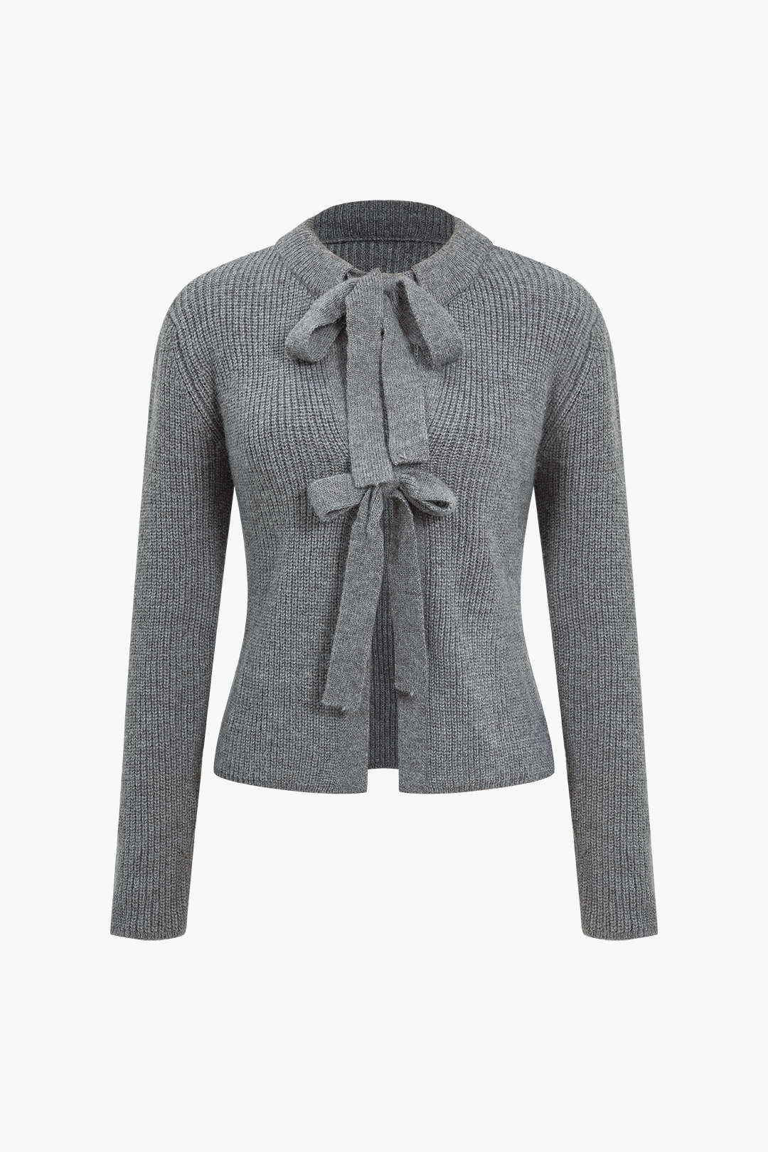 Solid Knit Tie-Up Cardigan Dreamardi