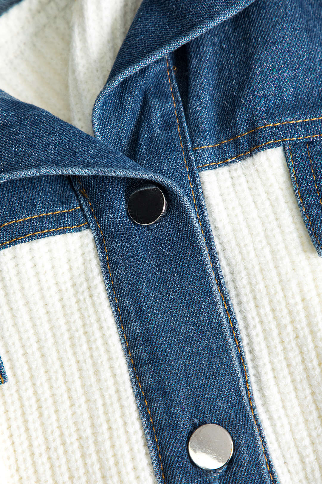 Knit Denim Patchwork Cardigan Dreamardi