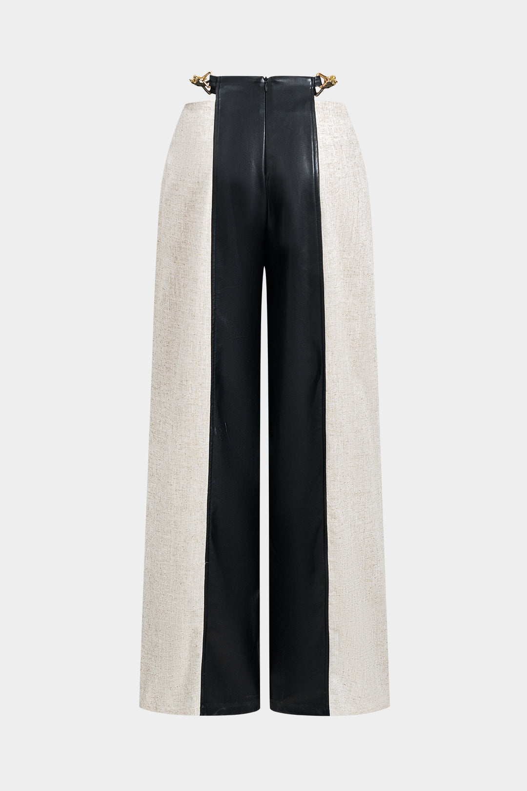 Faux Leather Metallic Patchwork Trousers Dreamardi