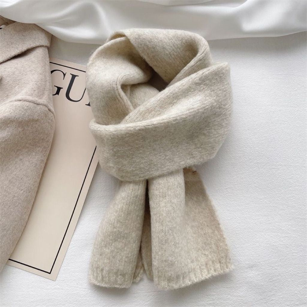 All-match Knitted Scarf For Women Pure Color Warm Keeping Small Scarf Dreamardi