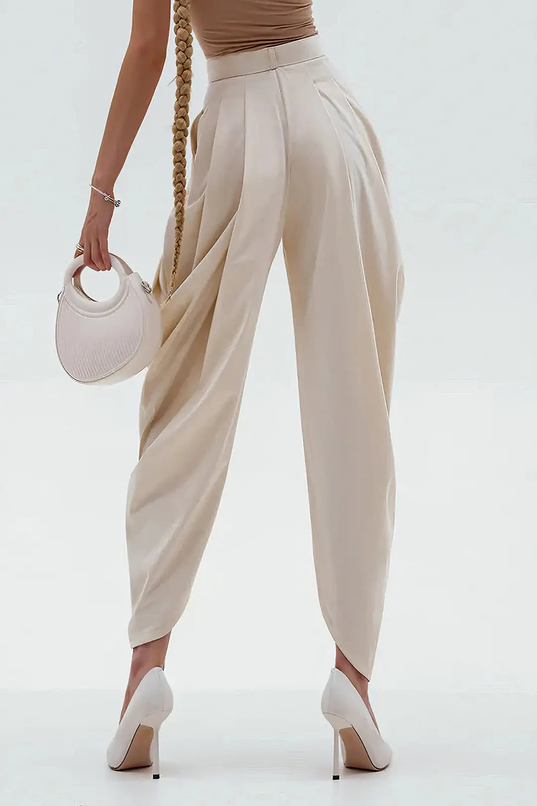 Ruched Solid Trousers Dreamardi