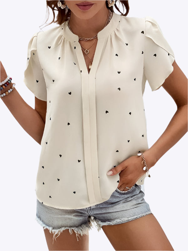 Mieke - Top - Herzprint V-Ausschnitt Dreamardi